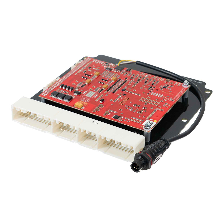 Link G4X RX7S6X Plug-In ECU (Mazda RX-7 Series 6) 218-4000 – angled circuit board and factory connector view