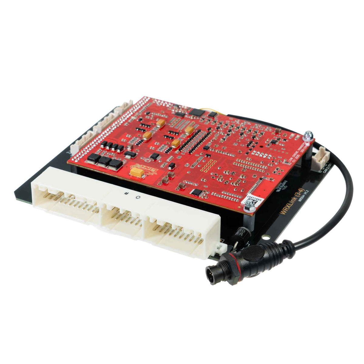 Link G4X WRX4X Plug-In ECU (Subaru WRX & STI V3-4) 227-4000 – angled circuit board and factory connector view