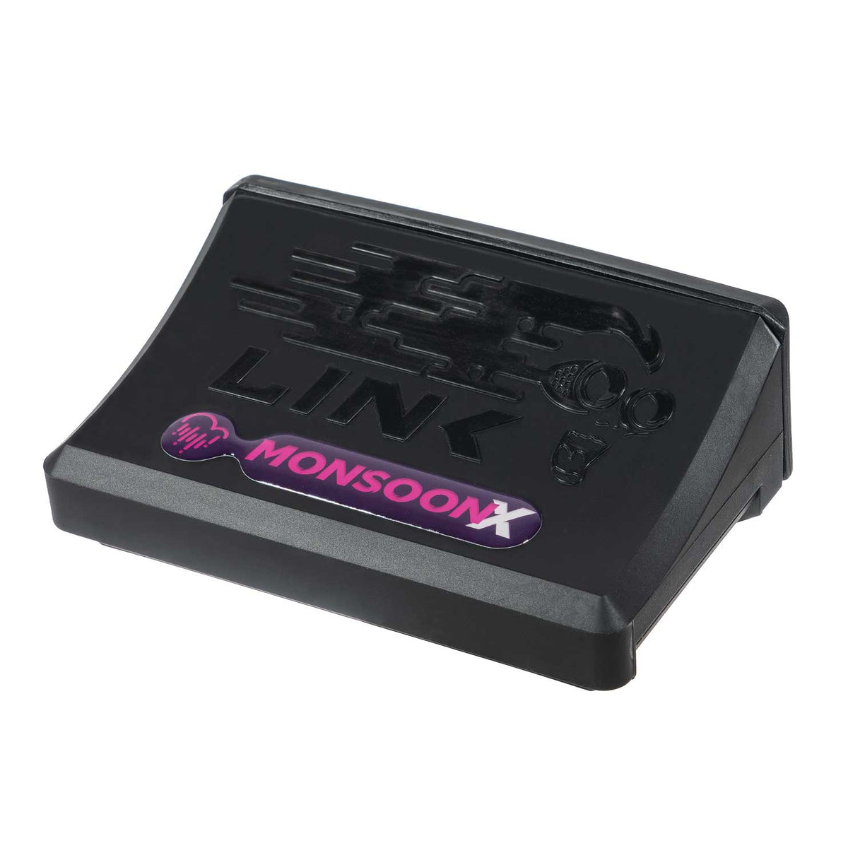 Link G4X MonsoonX ECU with moulded enclosure and MonsoonX branding, angled top view