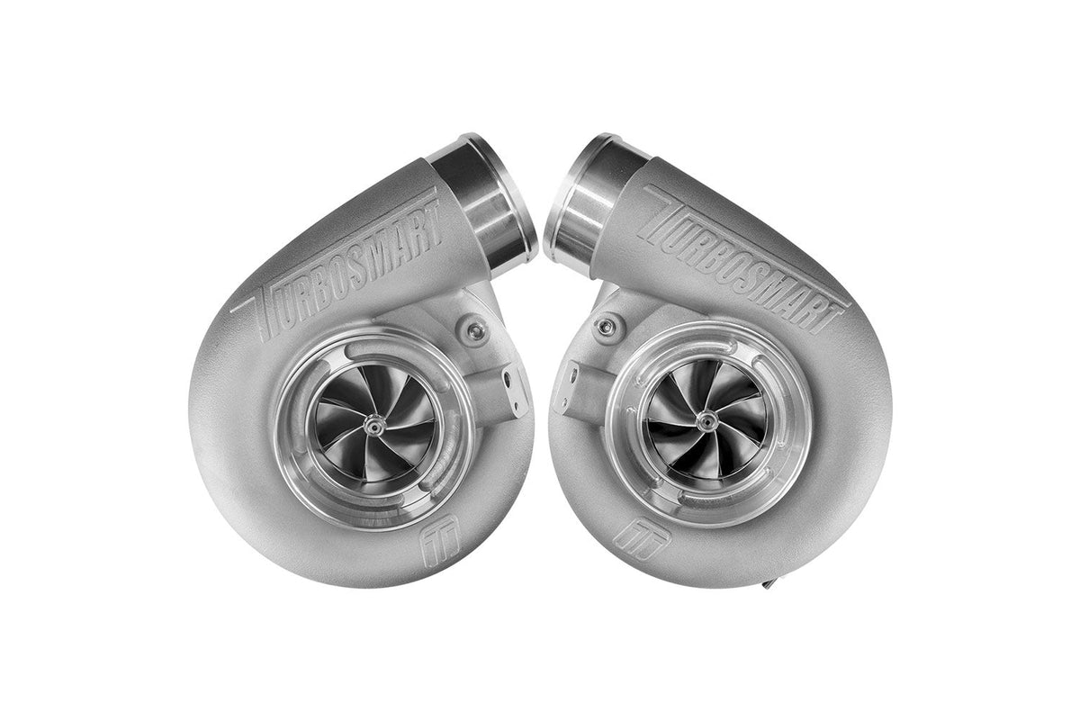 Turbosmart Mirror Twin Turbo Package - TS-1-7675C V-Band 0.96AR Oil Cooled Turbos — TS-1-7675C-VB096E-MT