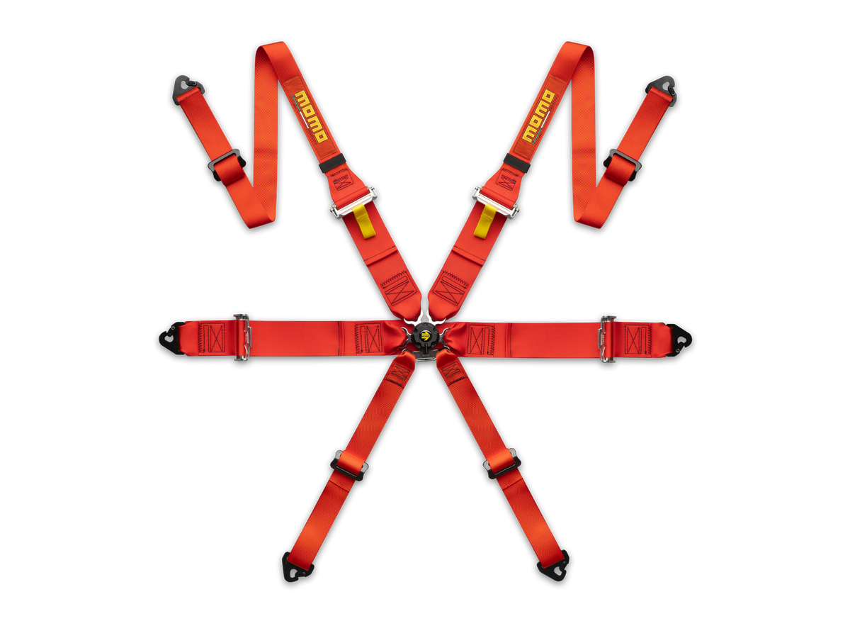 MOMO Pro Driver 2/3-Inch 6-Point Racing Harness Red