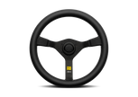 MOMO Legacy 350mm black leather steering wheel, front view