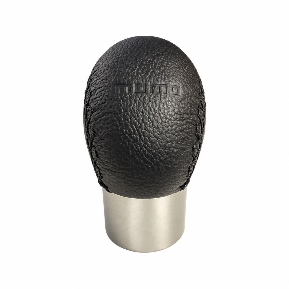 MOMO Silver Black Leather Gear Knob - product view 1