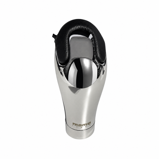 MOMO Tomawahk Chrome Black Leather Gear Knob - product view 1