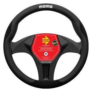 MOMO Comfort Microfibre Steering Wheel Cover Black/Black (M) — manufacturer product photograph