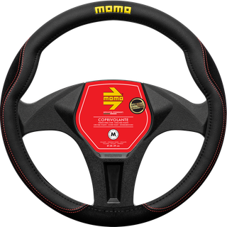 MOMO Comfort Microfibre Steering Wheel Cover Black/Red (M) — manufacturer product photograph