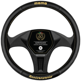 MOMO Anniversario Steering Wheel Cover Black/Gold (M) — manufacturer product photograph