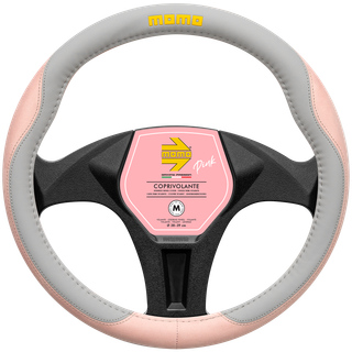 MOMO Comfort Microfibre Steering Wheel Cover Grey/Pink (M) — manufacturer product photograph