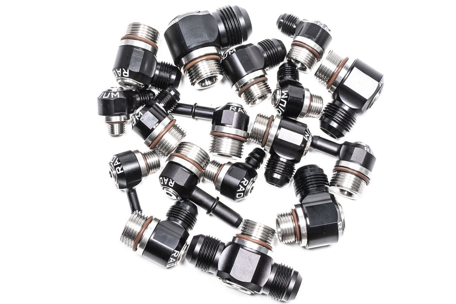 Radium 20-1000-101010 Low Profile Swivel Banjo Fitting, 10AN ORB to Dual 10AN Male