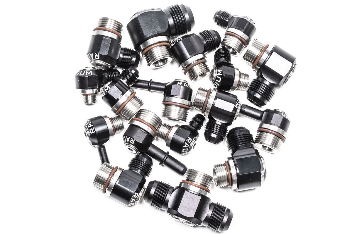 Radium 20-1000-0810 Low Profile Swivel Banjo Fitting, 8AN ORB to 10AN Male